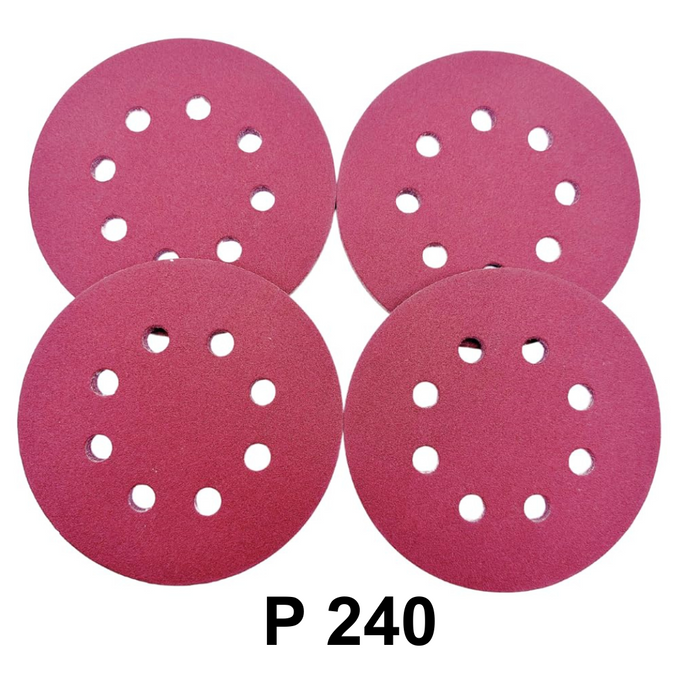 100pcs (P 240) 125mm Sanding Discs For Random Orbital Sander 8 holes