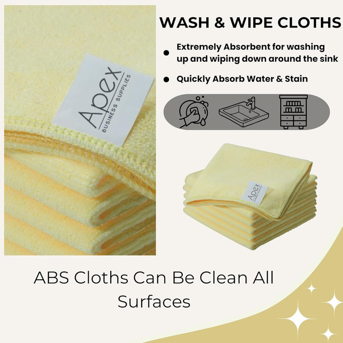 32 X 32 CM Mint Yellow Microfibre Cleaning Cloth Multi-Purpose Pack of 5 Cloths