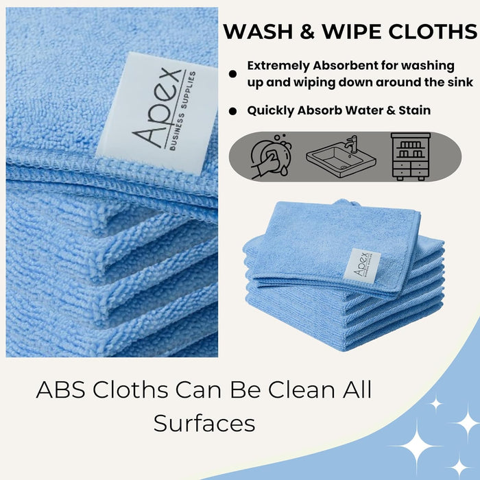 32 X 32 CM Sky Blue Microfibre Cleaning Cloth Multi-Purpose Reusable Pack of 5 Cloths