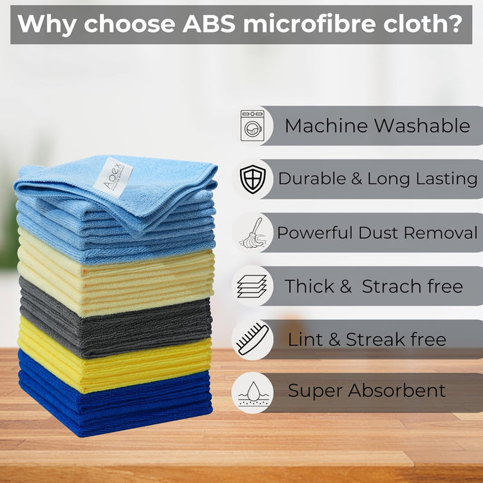 32 X 32 CM Microfibre Cleaning Cloth Multi-Purpose Reusable Pack of 5 Cloths