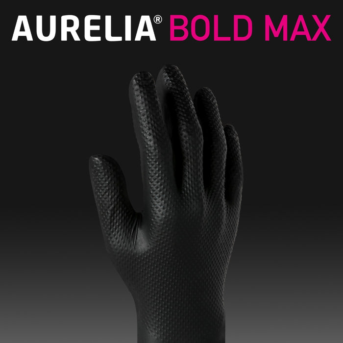 Aurelia Bold Max Diamond Textured black Nitrile Disposable Glove Box of 50