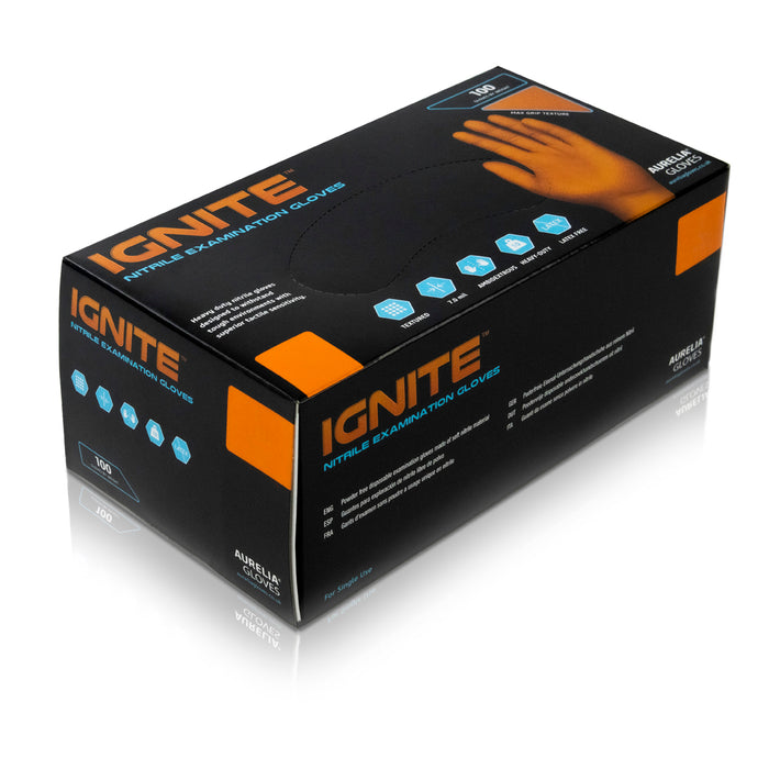 Aurelia Ignite Orange Nitrile examination gloves Box Of 100 Premium quality