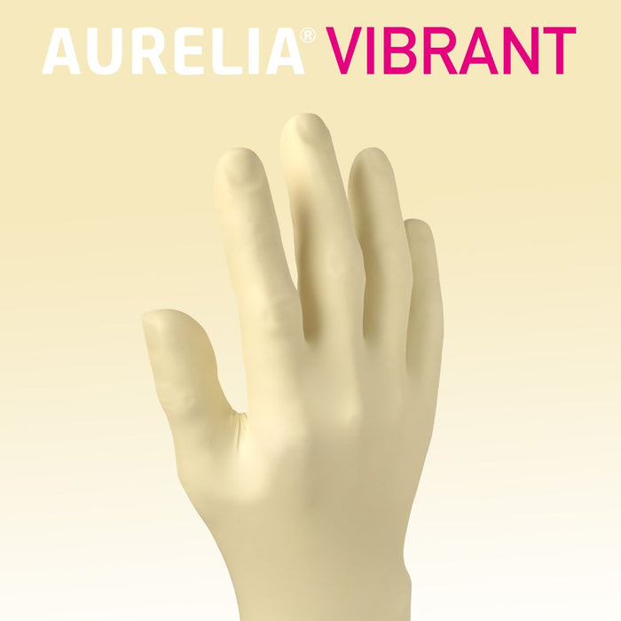 Aurelia Vibrant 100 Micro Textured Latex Examination Gloves 5.7g - Powder-Free