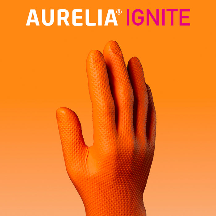 Aurelia Ignite Orange Nitrile examination gloves Box Of 100 Premium quality