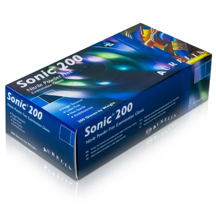 Sonic 200 Blue Nitrile Examination Disposable Gloves - Box of 200