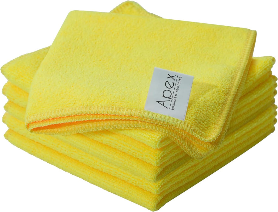 32 X 32 CM Yellow Microfibre Cleaning Cloth Multi-Purpose Reusable Pack of 5 Cloths